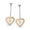 Orphelia Dames 925 Sterling Zilveren Dangle Oorbellen - Zilver/Roze ZO-5150