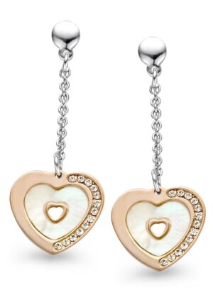 Orphelia Dames 925 Sterling Zilveren Dangle Oorbellen - Zilver/Roze ZO-5150