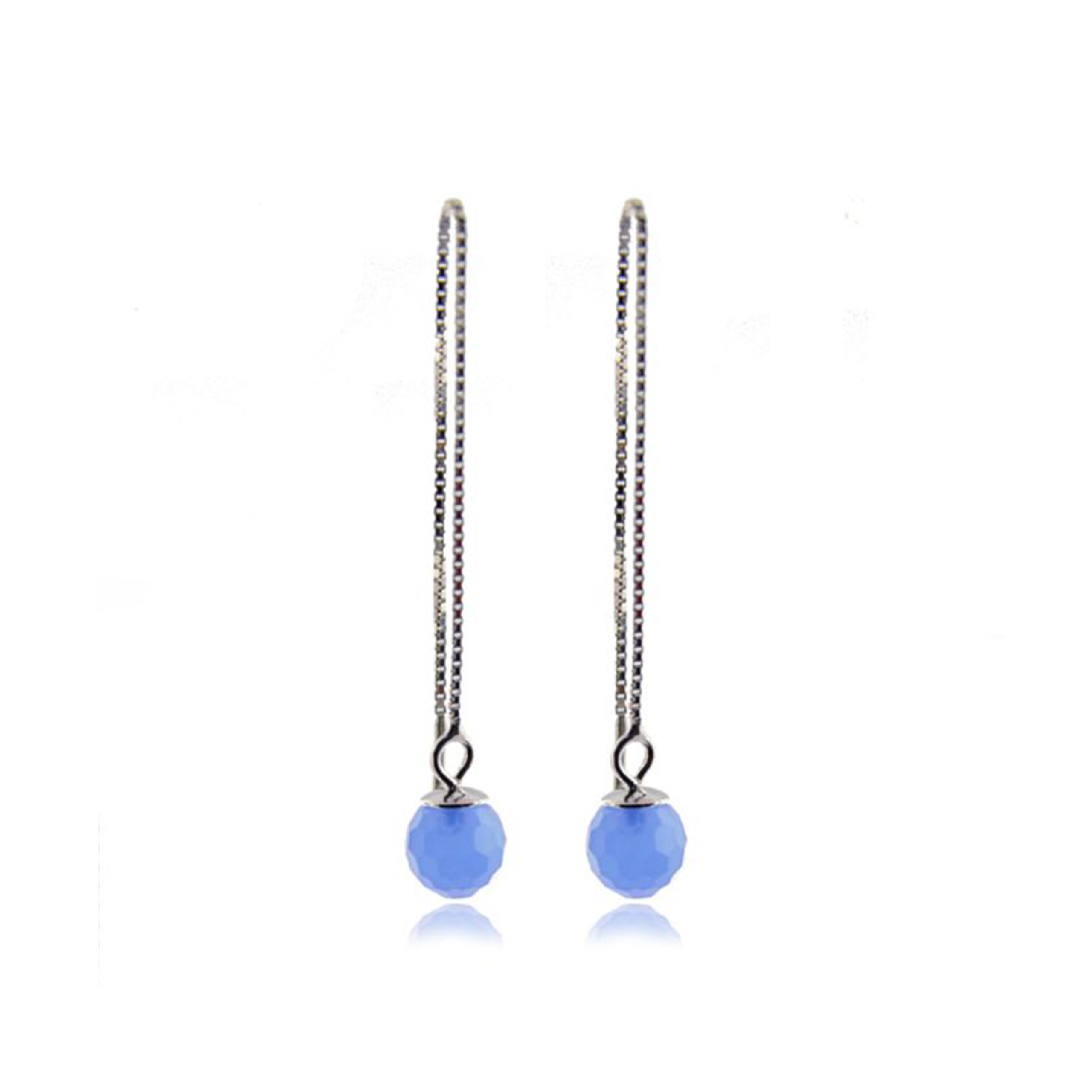 Luxenter, 925 sterling zilver en gerhodineerd aquamarijn blauwe hydrothermale kwarts oorbellen