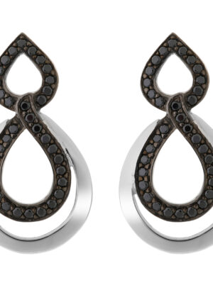 Orphelia 'Amber' Dames 925 Sterling Zilveren Hangoorbellen - Zilver/Zwart ZO-7092/2