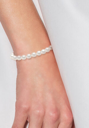 Alternative view of Armband Gekweekte Parels Zoetwater 6-7mm White Luxury White Gold Clasp