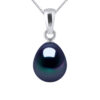 Hanger Zoetwater Pearl 8-9mm Black Pear 18K White Gold Geleverd met ketting