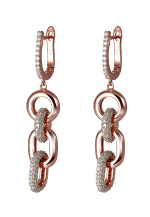 Orphelia 'Berlina' Dames 925 Sterling Zilveren Dangle Oorbellen - Roze ZO-7416