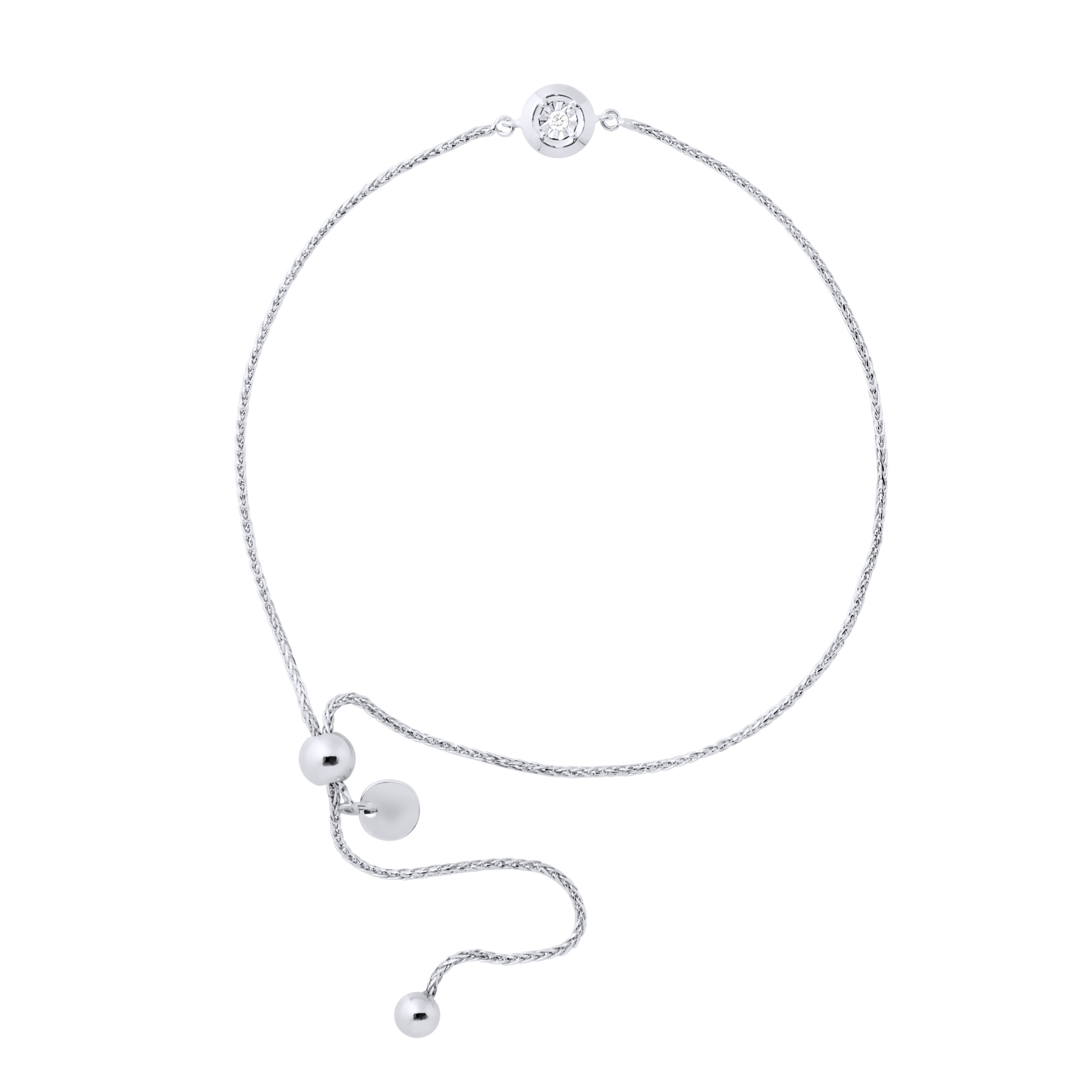 Diamond Bracelet Solitaire 0,02 0,50 Cts Cts Illusion White Gold