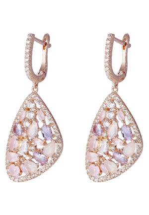 Orphelia 'Desi' Dames 925 Sterling Zilveren Hangoorbellen - Roze ZO-7430