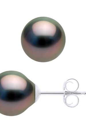 Oorbellen van Zilver 925 en Echte GeCultiveerde Tahiti Parels Ovaal 8-9 mm