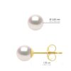 Oorbellen in 750 Geel Goud en Echte Gecultiveerde Akoya Parel, Japans Gecertificeerd, Rond 5-6 mm - Afbeelding 2