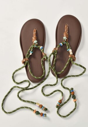 Flowze sandalen Flo/Twin with beads 541663022 brown military/green