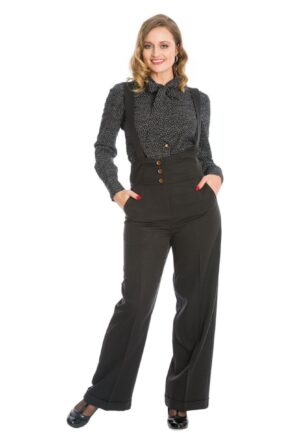 Banned Her Favourite High Waist Suspender Trousers Black -2XL