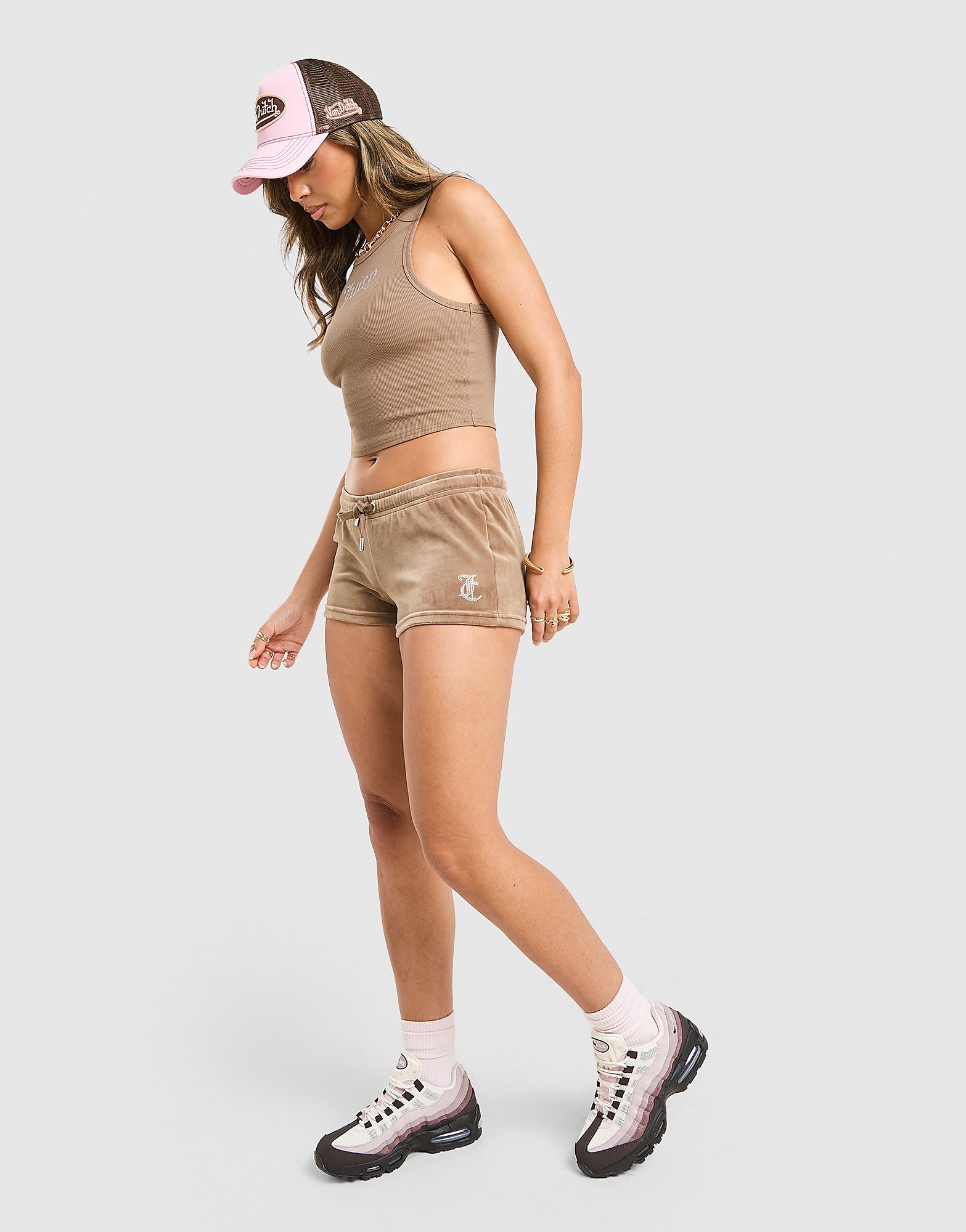 JUICY COUTURE Micro Velour Shorts - Bruin- Dames, Bruin