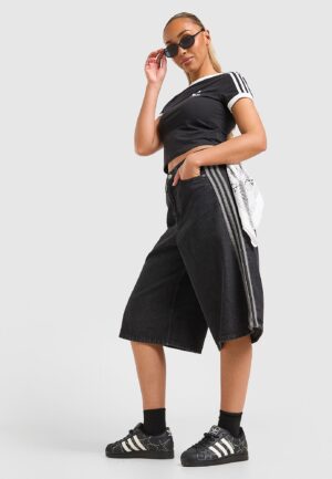 adidas Originals 3-stripes Denim Jorts - Zwart- Dames, Zwart