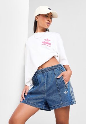 adidas Originals Denim Firebird Shorts - Blauw- Dames, Blauw