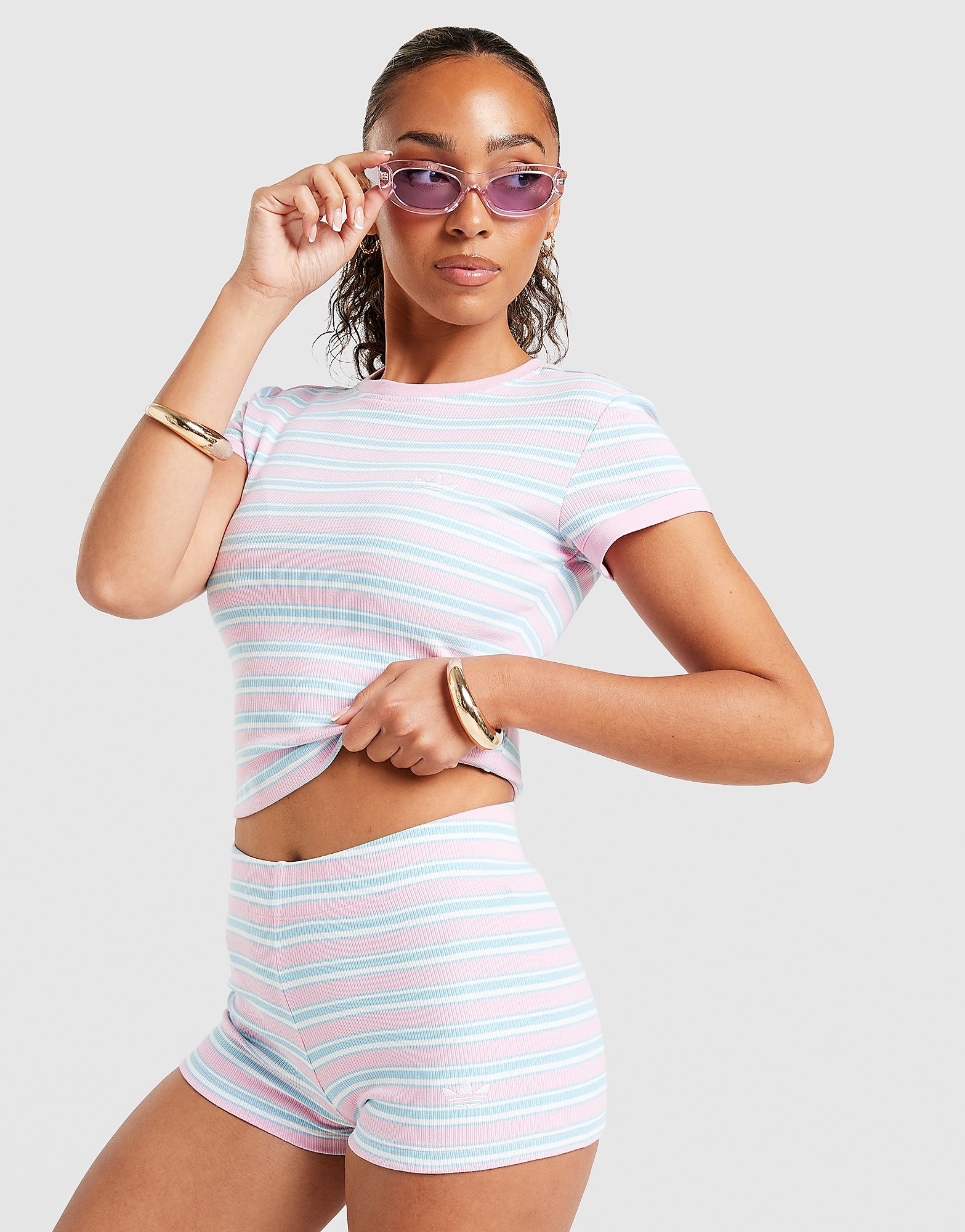 adidas Originals Stripe Micro Shorts - Roze- Dames, Roze
