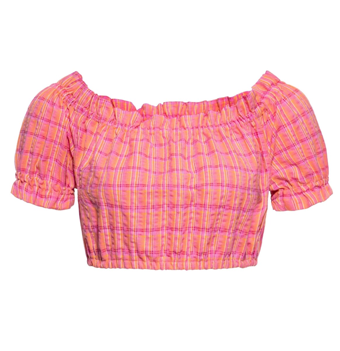 Queen Kerosin Carmen Top Karo Orange Pink-S