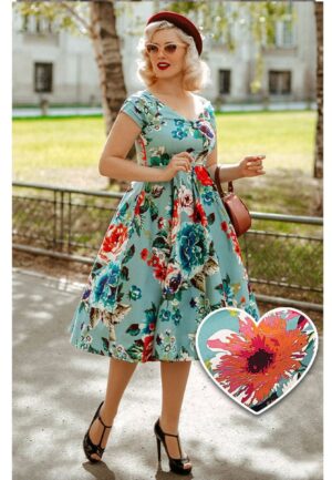 Dolly & Dotty Lily Swing Dress Floral Blue-XL