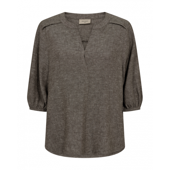 FreeQuent - Taupe | Dames | Blouse | Taupe | M | regular | Kamst mode