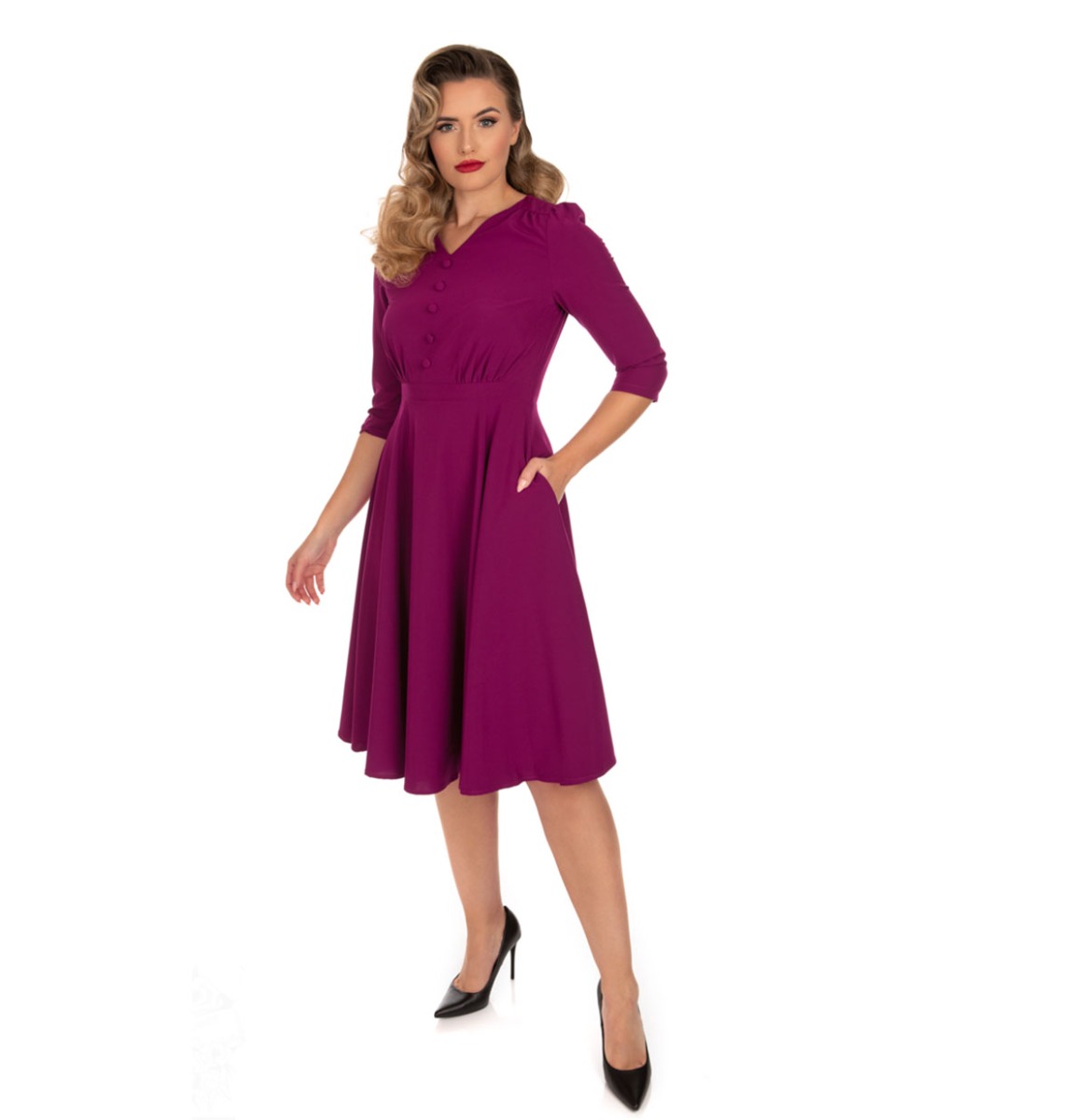 Hearts & Roses Pretty Plum Swing Dress-L | 27% korting