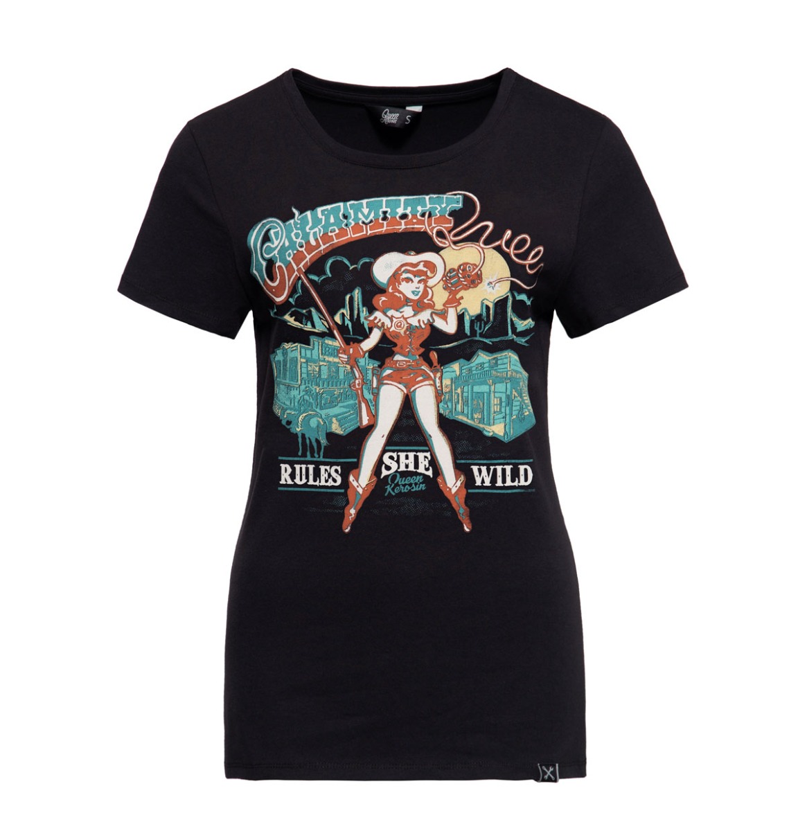 Queen Kerosin Calamity Queen T-Shirt Black -XS | 17% korting