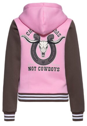 Queen Kerosin Chase Dreams Not Cowboys Zipper Hoodie Pink-XS