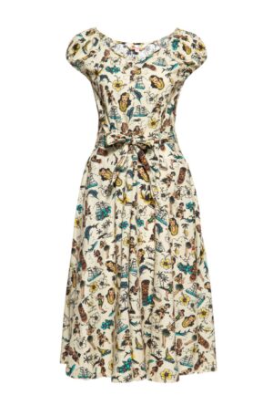 Queen Kerosin Hawaii Waikiki Swing Dress Off White -XL