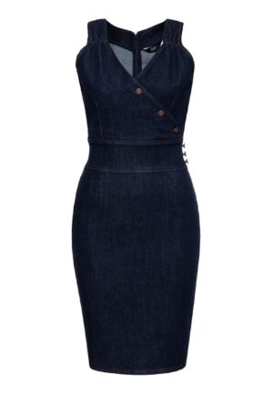 Queen Kerosin Denim Pencil Dress Peggy Blue-L