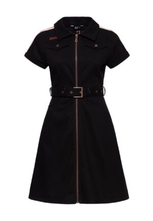 Queen Kerosin A-Line Denim Dress Racing Queen Black-XS