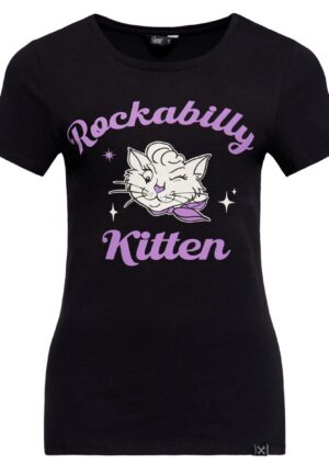 Queen Kerosin Rockabilly Kitten T-Shirt Black-L