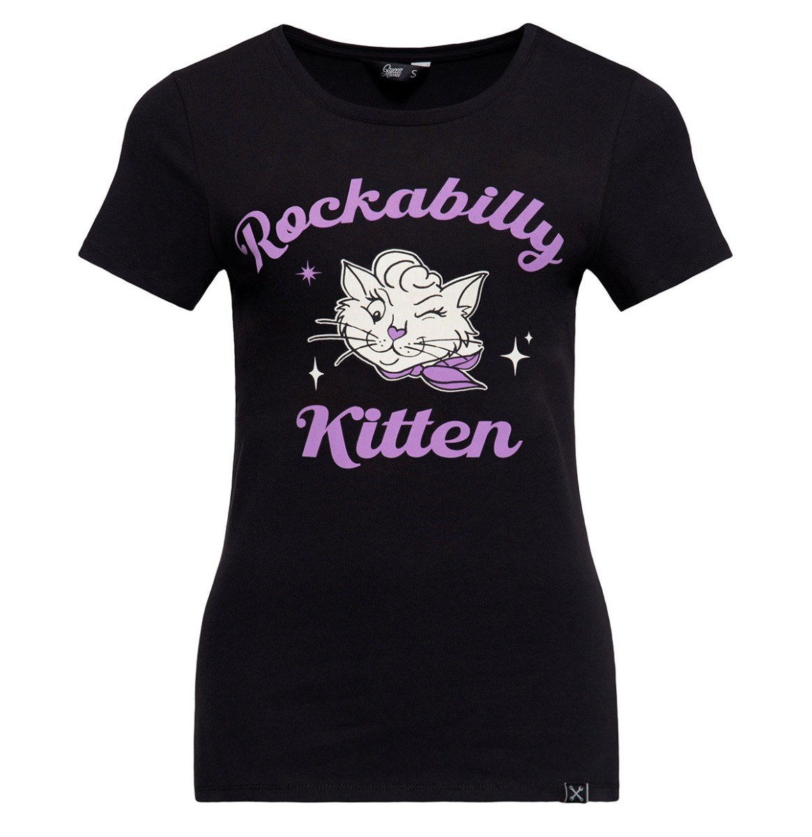 Queen Kerosin Rockabilly Kitten T-Shirt Black-L