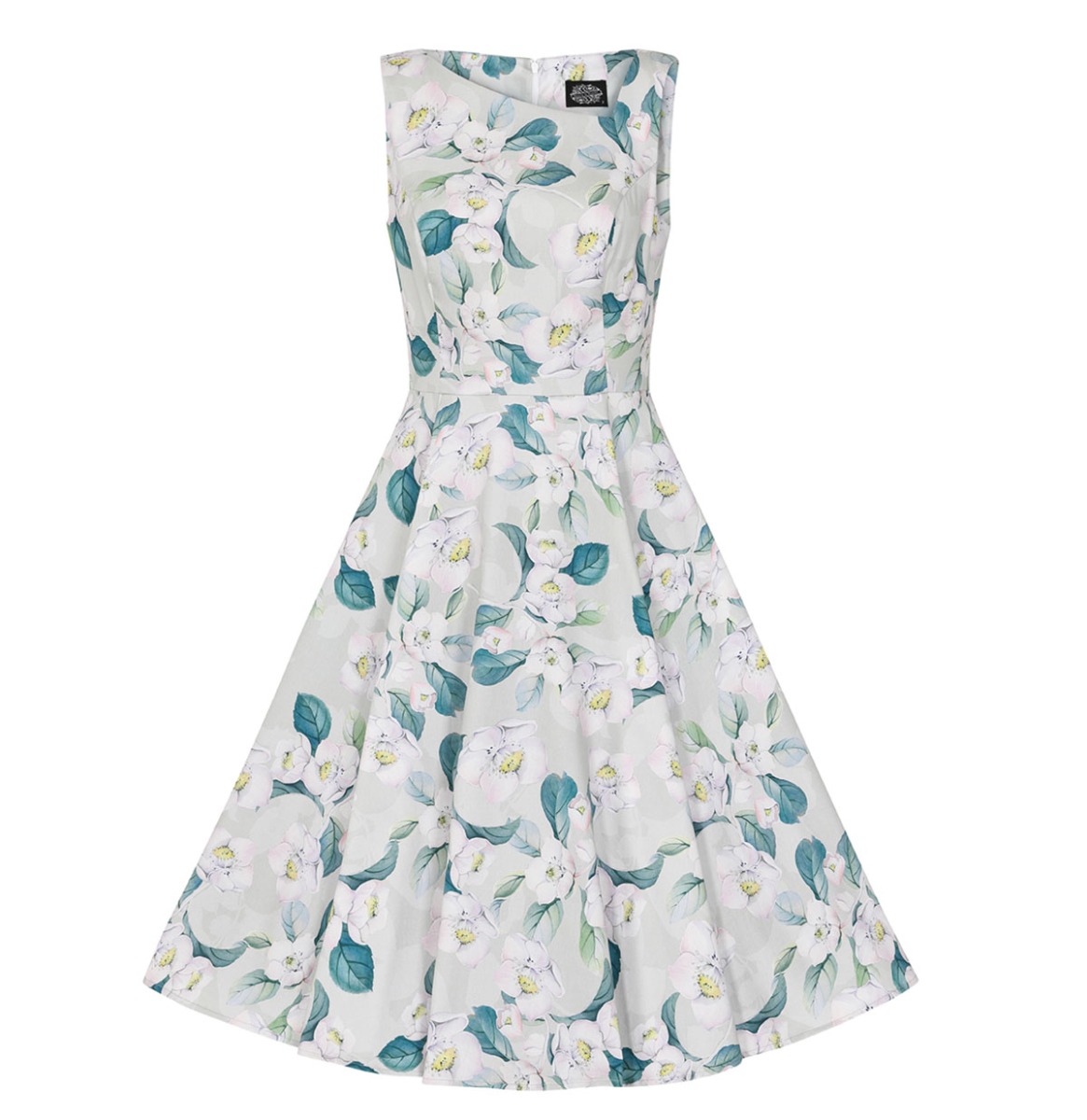 Hearts & Roses Rey Floral Swing Dress Grey-XS