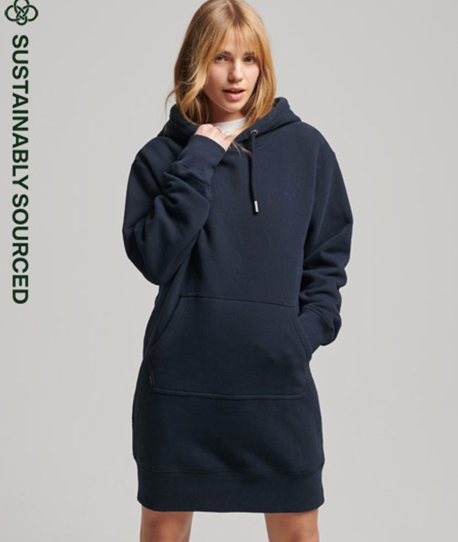 Vintage Logo Hoodiejurk van Biologisch Katoen Blauw Grootte: 34