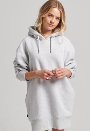 Biologisch Katoenen Sweatjurk met Geborduurd Logo Lichtgrijs Grootte: M/L