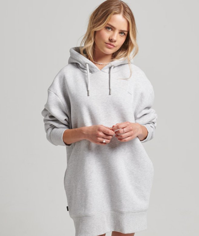 Biologisch Katoenen Sweatjurk met Geborduurd Logo Lichtgrijs Grootte: M/L
