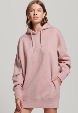 Biologisch Katoenen Sweatjurk met Geborduurd Logo Roze Grootte: XS/S