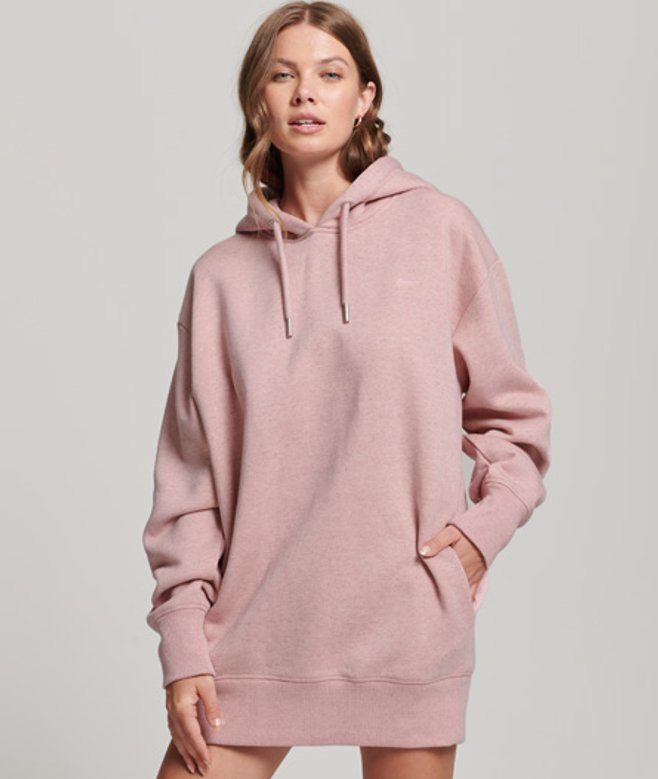 Biologisch Katoenen Sweatjurk met Geborduurd Logo Roze Grootte: XS/S