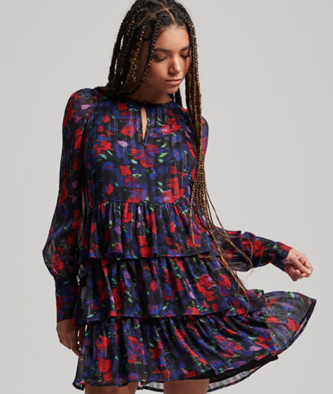 Studios Jurk met Lange Mouwen en Ruches Blauw Grootte: 36