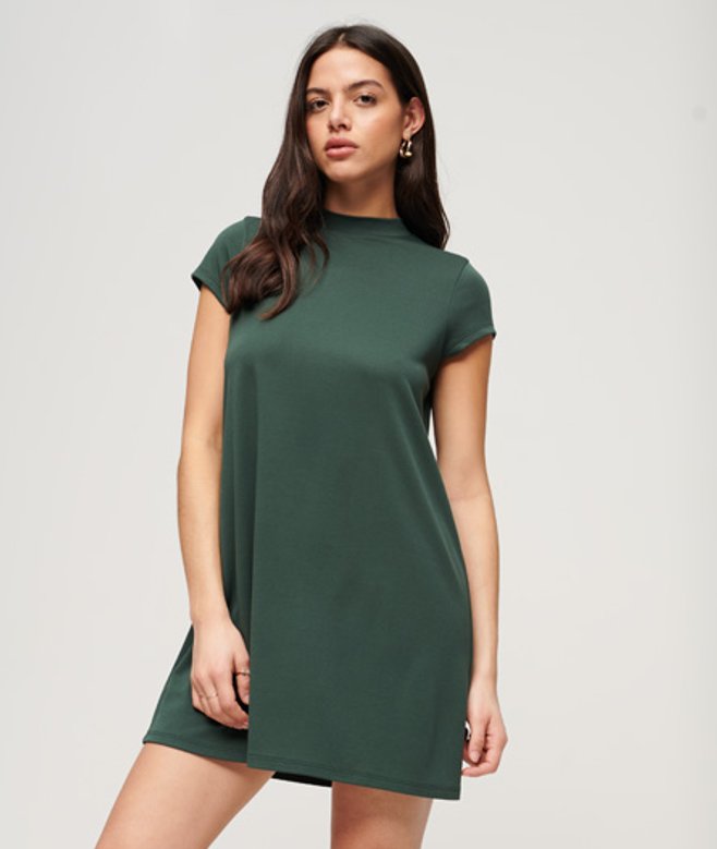 A-lijn Mini-jurk met Korte Mouwen Groen Grootte: 36