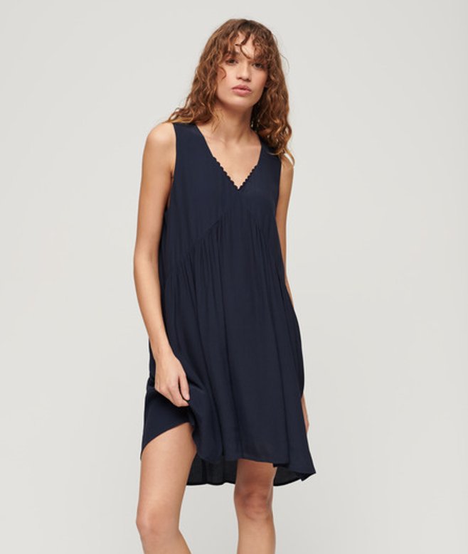 Volume Mouwloze Jurk Blauw Grootte: 36