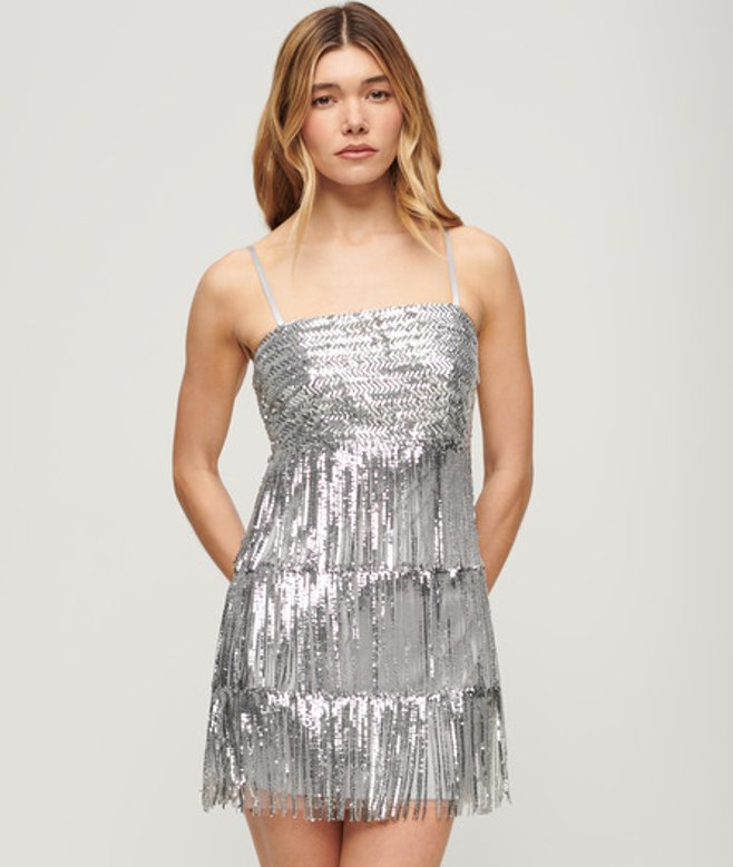 Minicami-jurk met Franjes Silver Grootte: 44