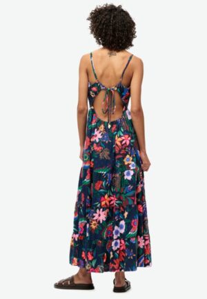 Gesmokte Maxi-cami-jurk Blauw Grootte: 44