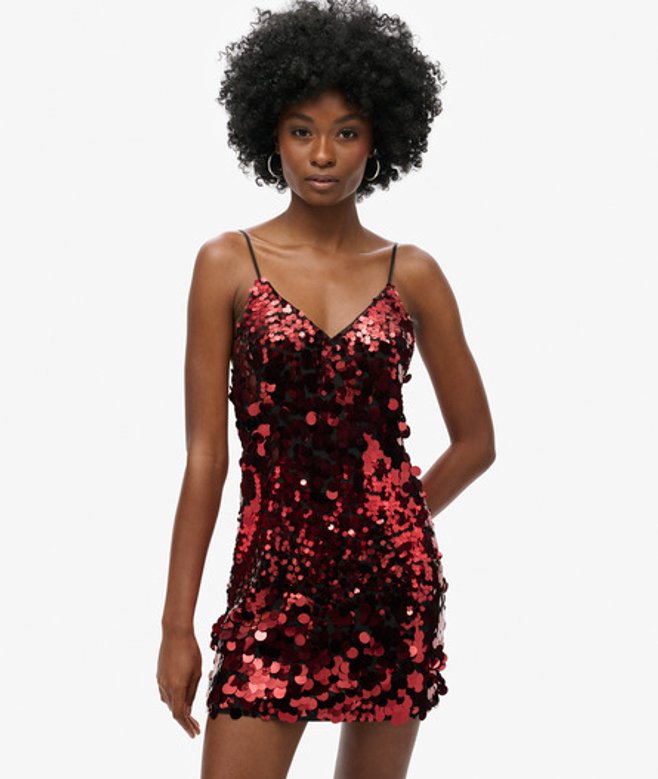 Mini-discojurk met Lovertjes Rood Grootte: 44