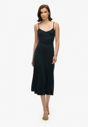 Jersey Jurk met Open Achterkant Zwart Grootte: 42