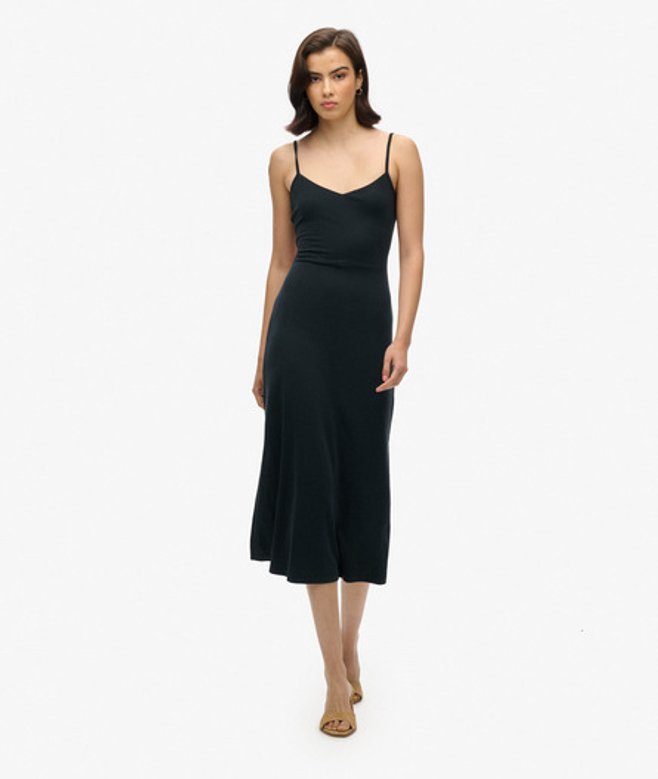 Jersey Jurk met Open Achterkant Zwart Grootte: 42