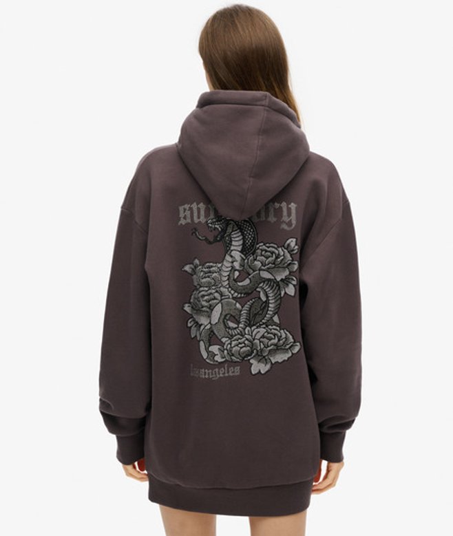 Tattoo Hoodiejurk met Stras Zwart Grootte: 38-40