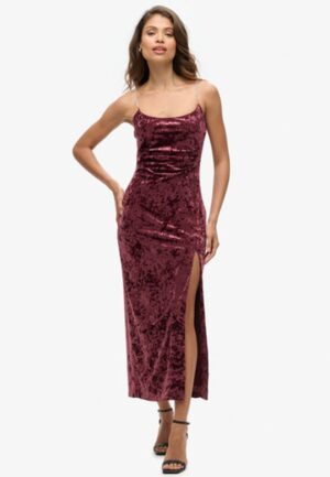 Diamonte Fluwelen Maxi-jurk Roze Grootte: 44