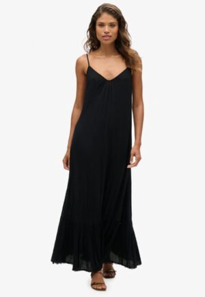 Lange Cami-jurk Zwart Grootte: 42