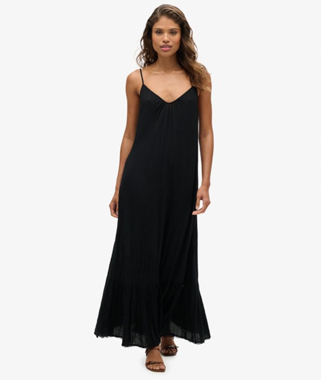 Lange Cami-jurk Zwart Grootte: 42