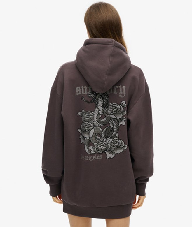 Tattoo Jurk met Capuchon en Stras Zwart Grootte: 14-16