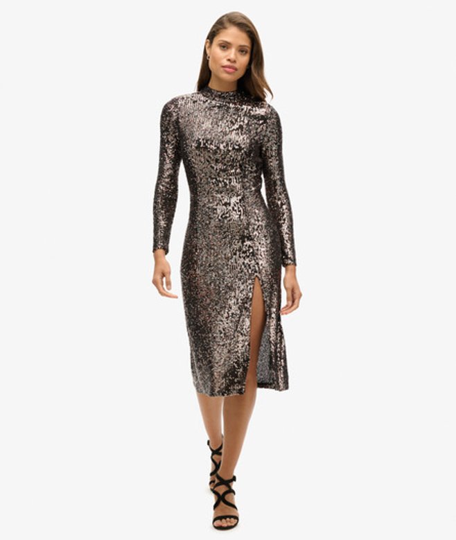 Midi-jurk met Pailletten en Blote rug Multi Grootte: 36