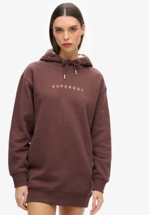 Luxe Hoodiejurk met Metallic Logo Bruin Grootte: 6-8
