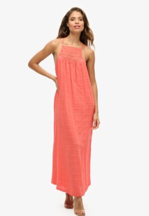 Lace Halter Maxistrandjurk Cream Grootte: 36